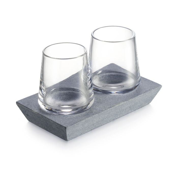 Alpine Whiskey Glass & Soapstone Base Set/2