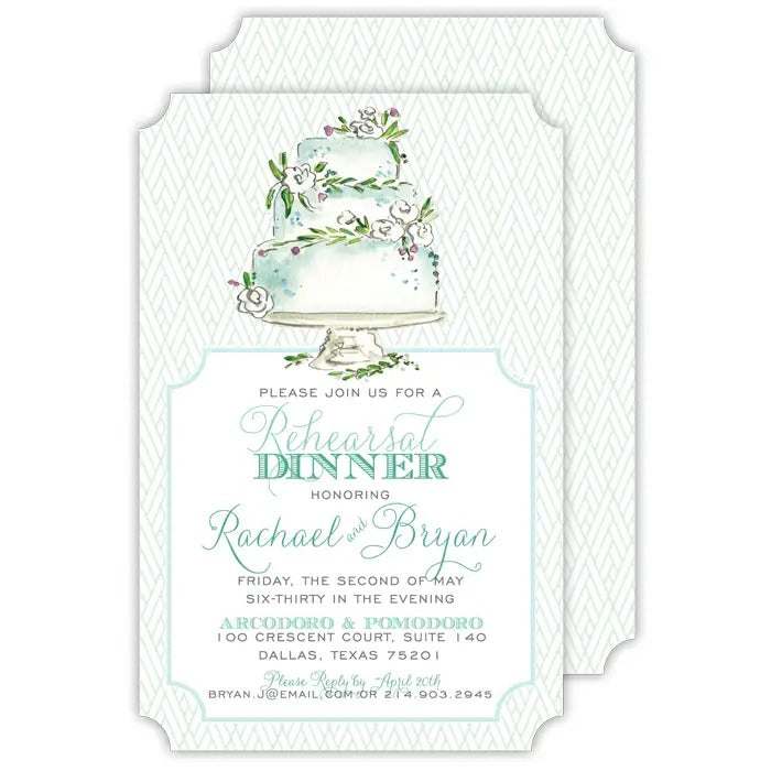 Blue Cake with Flowers Die-cut Invitation