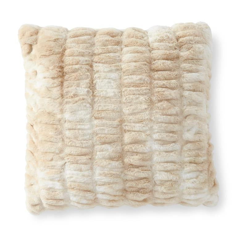 Cream & Tan Ribbed Fur Pillow