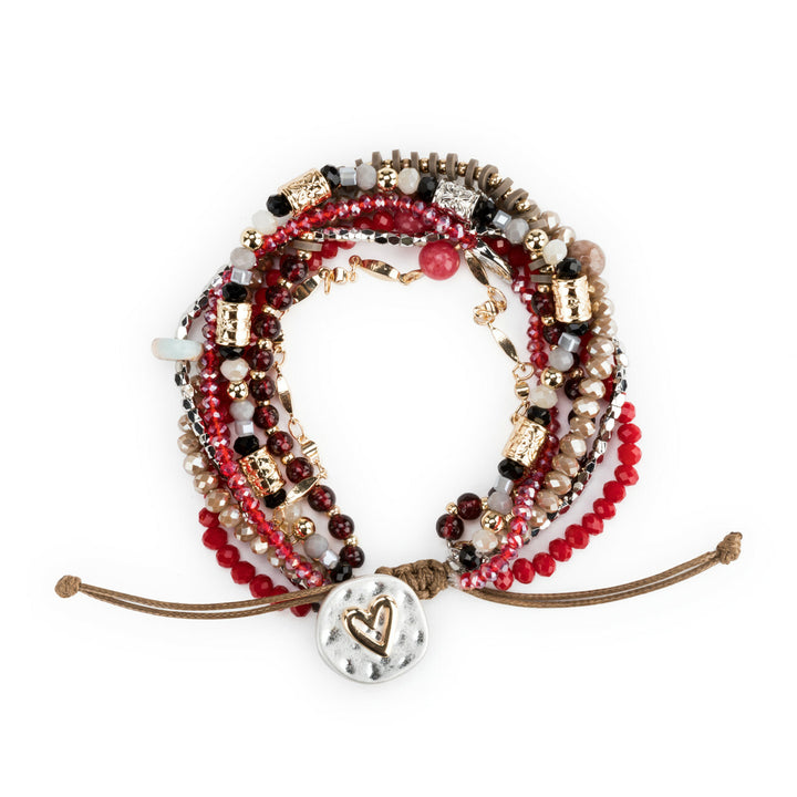 Garnet Beaded Love Bracelet