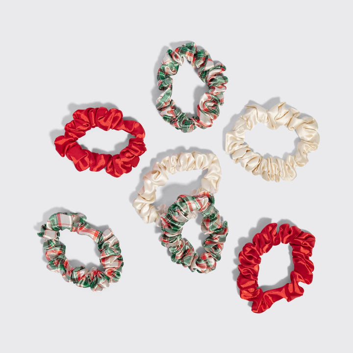 Holiday Ruched Satin Scrunchies Set