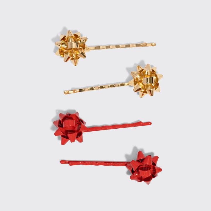 Metal Gift Bow Bobby Pins Set