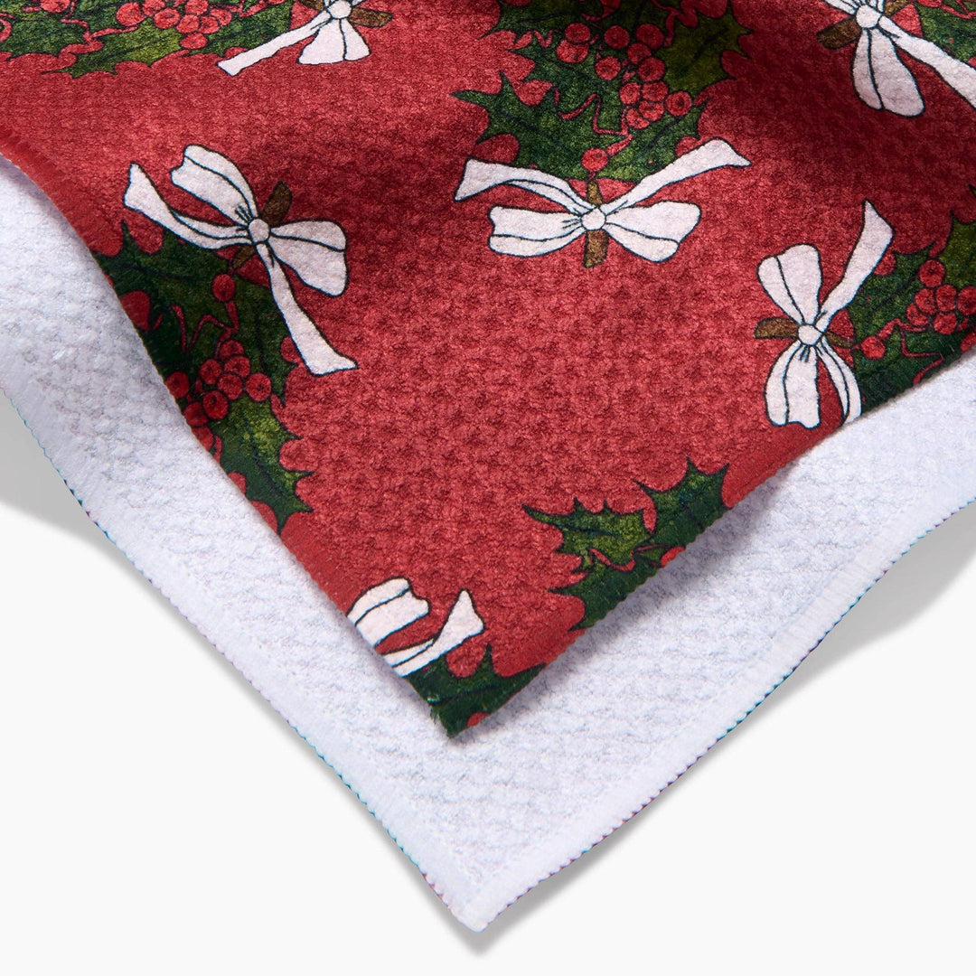 Christmas Berry Bow Tea Towel