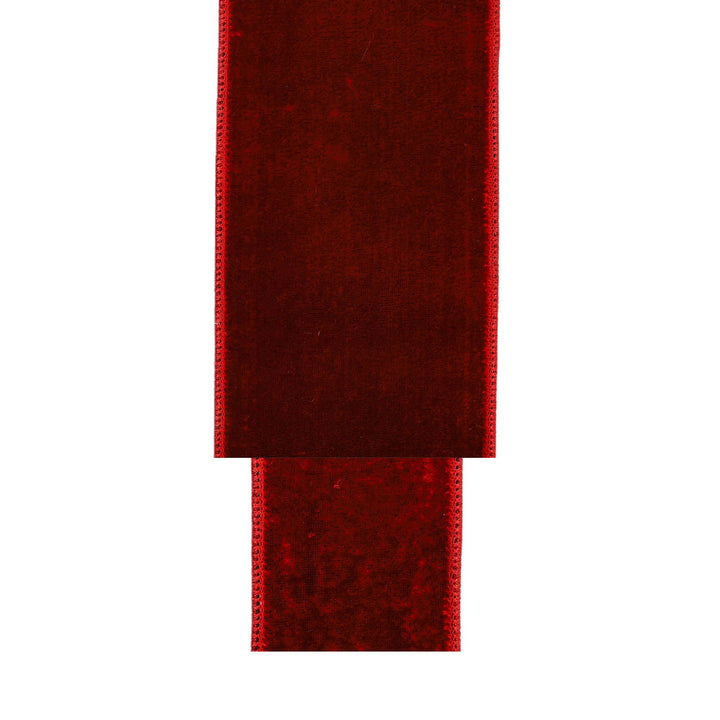 2.5" Wired Velvet Red Metallic Ribbon 5 Yd
