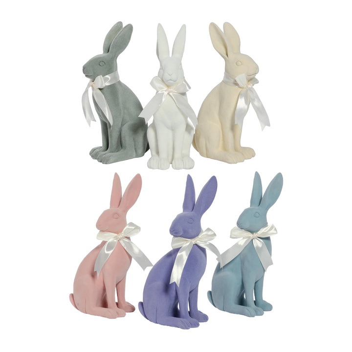 10.5" Pastel Flocked Bunny