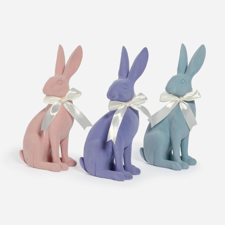 10.5" Pastel Flocked Bunny
