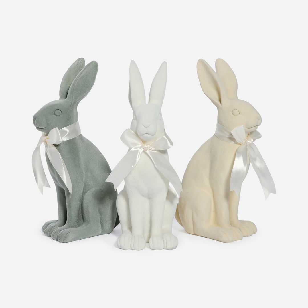 10.5" Pastel Flocked Bunny