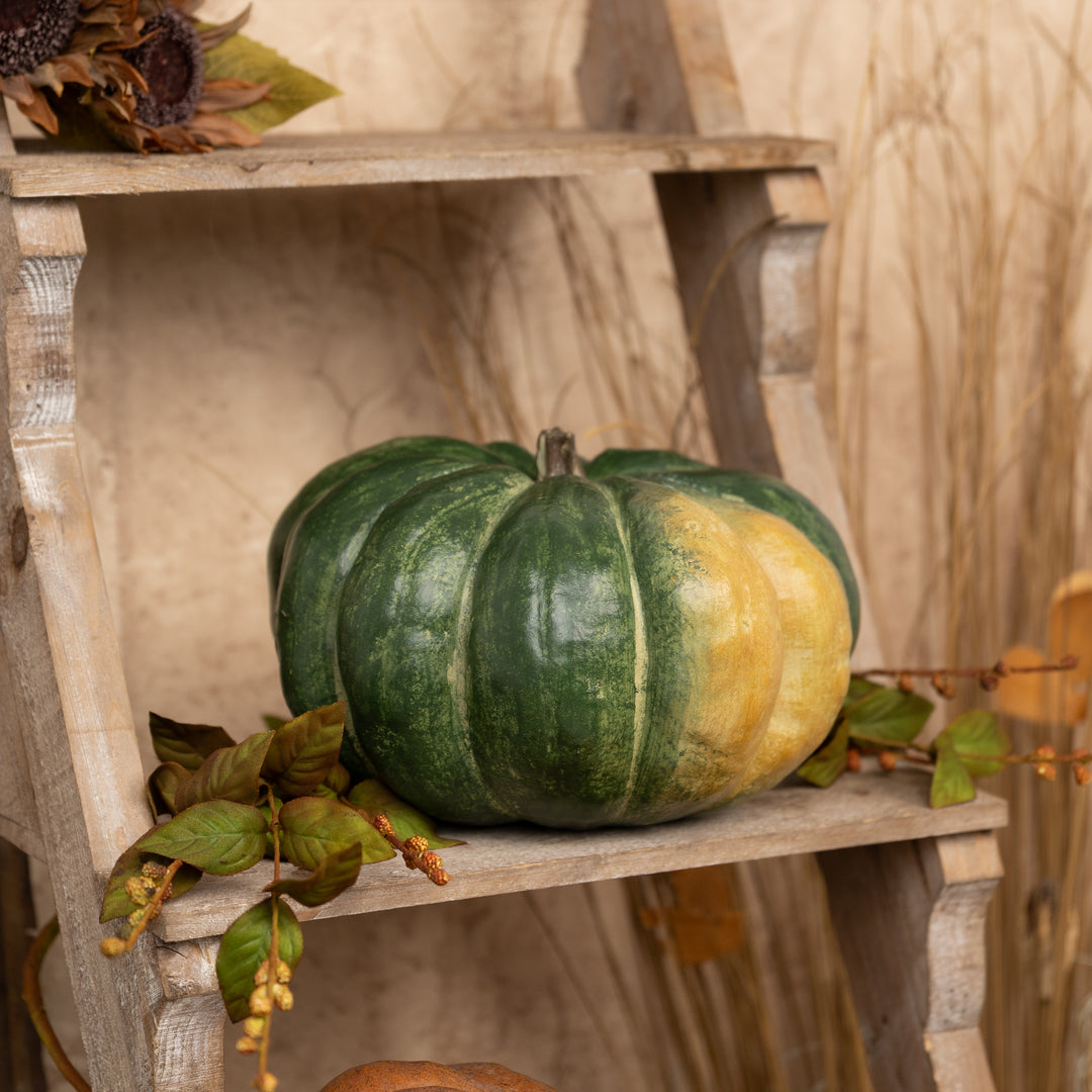 10" Green & Cream Lumpy Pumpkin
