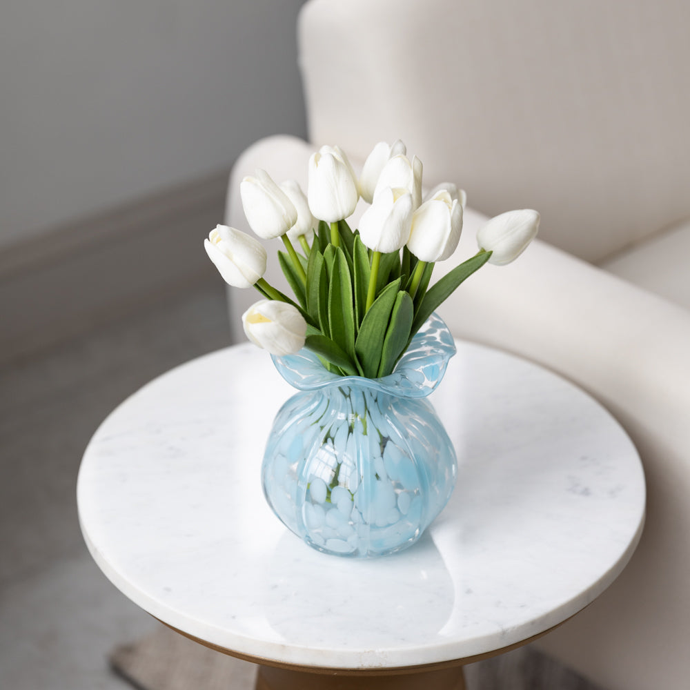 13.5" White Real Touch Tulip Bundle