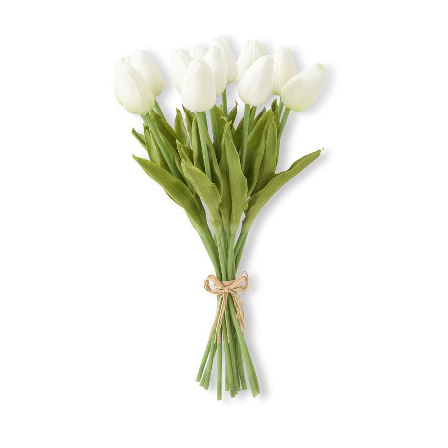 13.5" White Real Touch Tulip Bundle