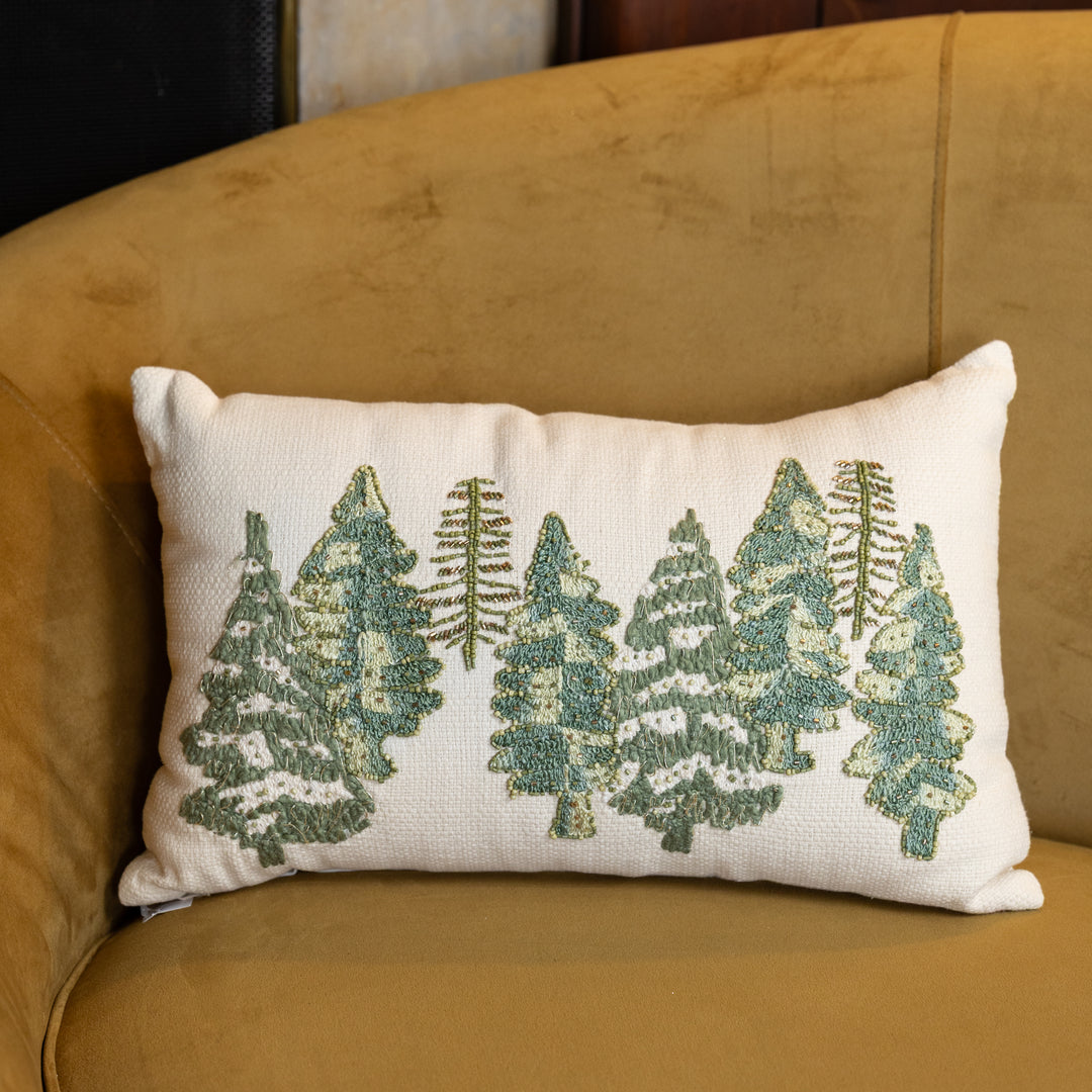 14" Pinetum Embroidered Lumbar Pillow