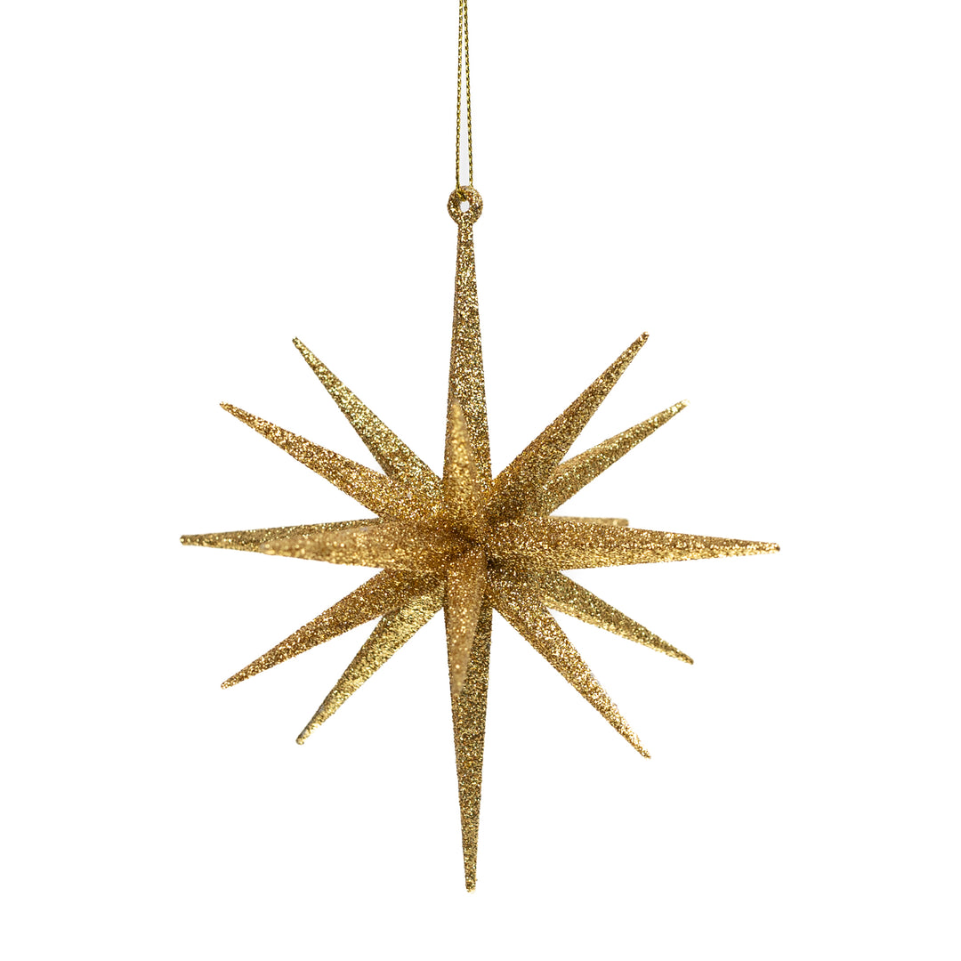 18 Point Gold Glitter Star Ornament