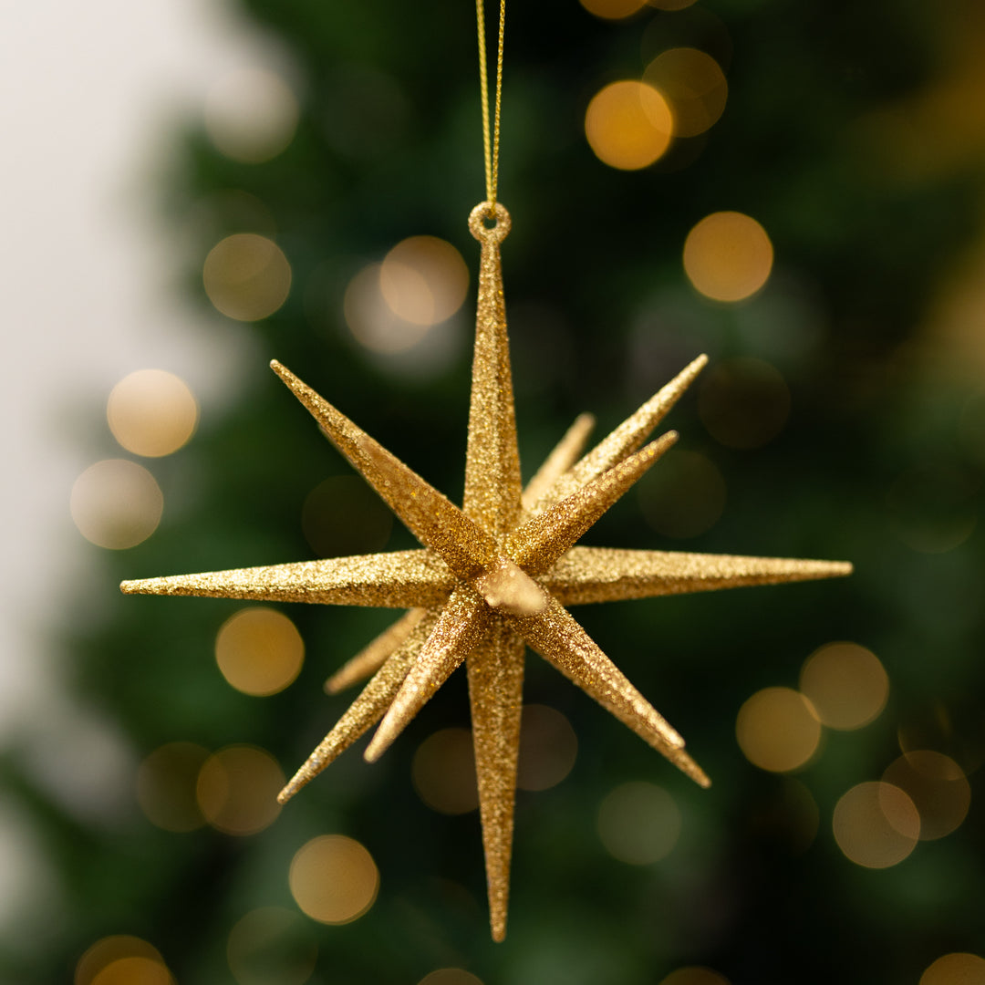 18 Point Gold Glitter Star Ornament