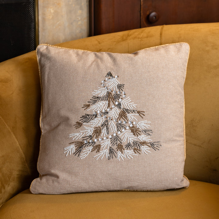 18" Beaded Christmas Tree Pillow