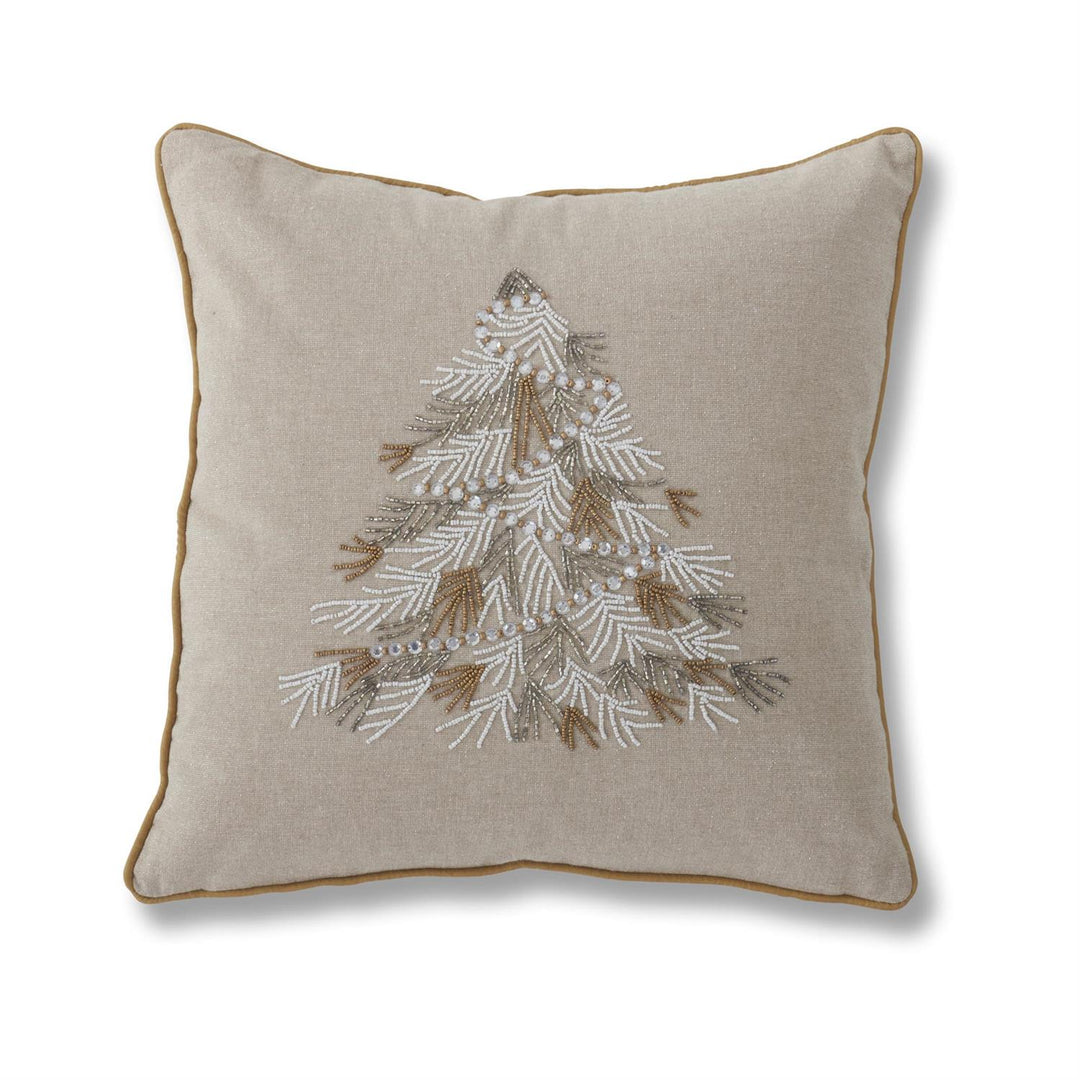 18" Beaded Christmas Tree Pillow