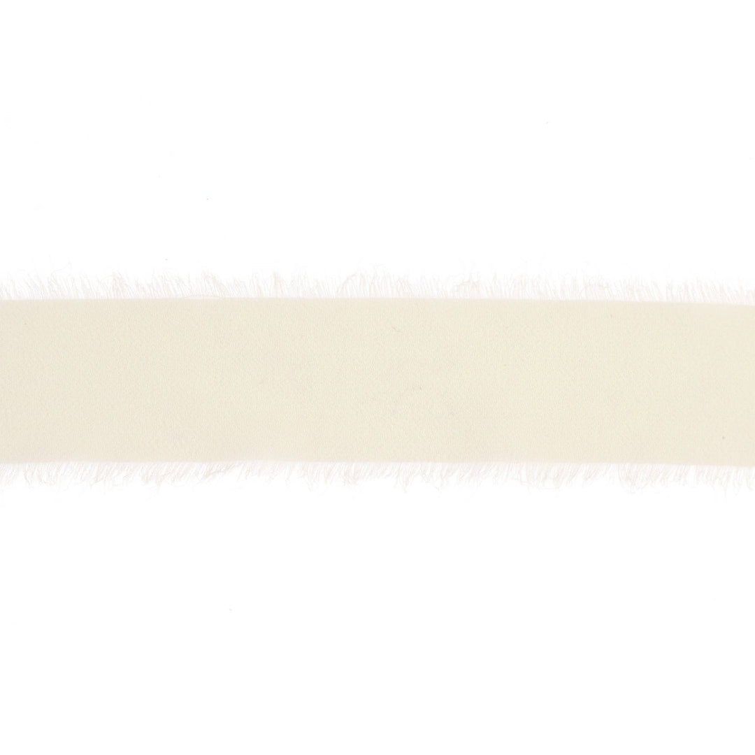 1.5" Frayed Edge Chiffon Cream Ribbon 10yd