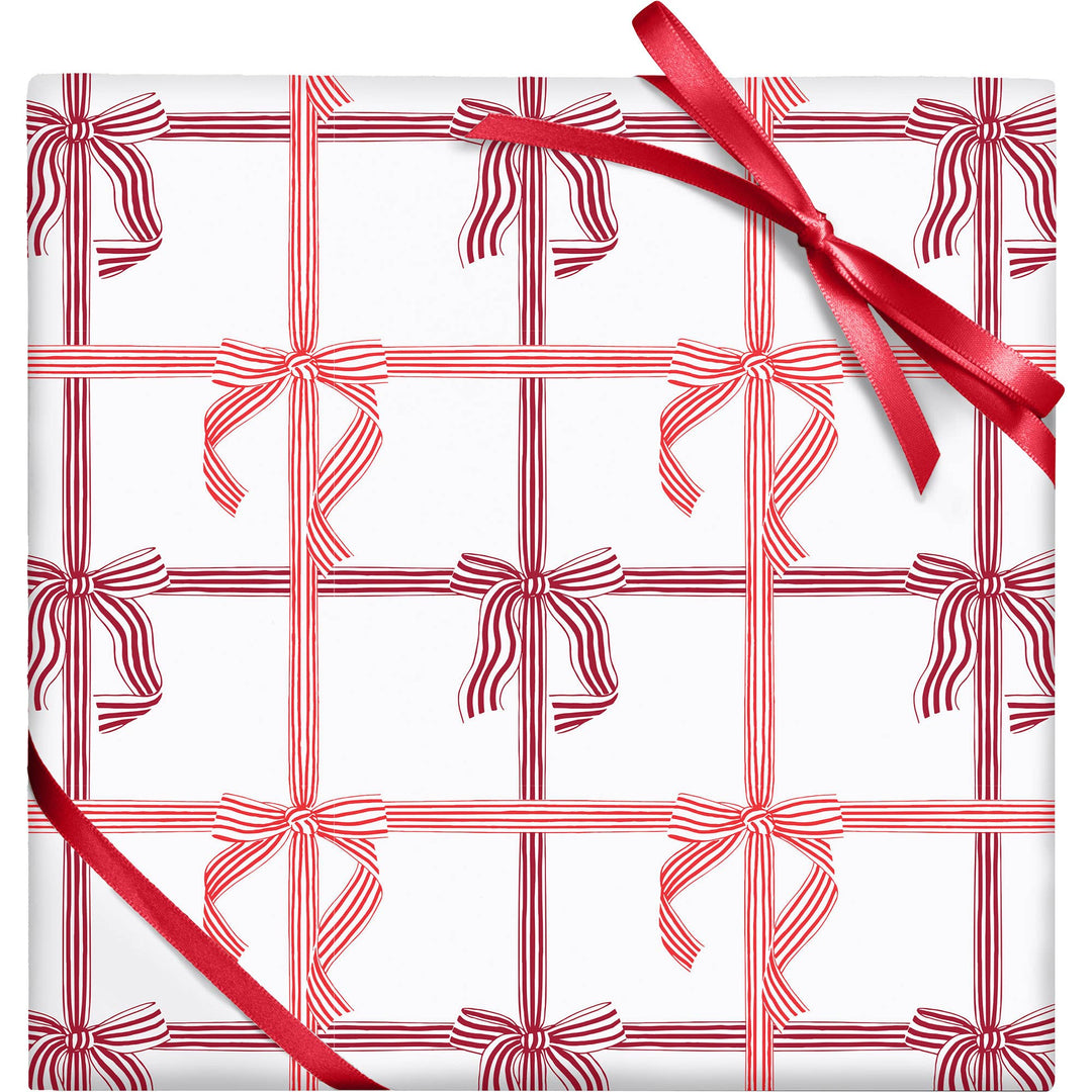 Peppermint Stripe Bows Wrapping Paper