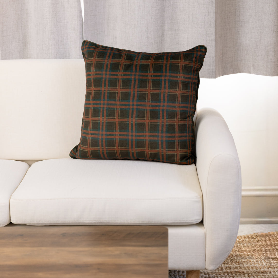 20" Chocolate Plaid Pillow