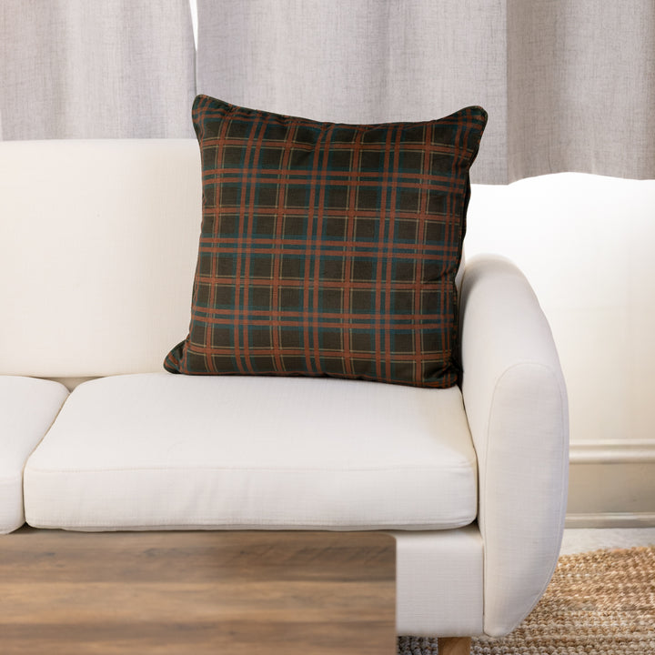 20" Chocolate Plaid Pillow