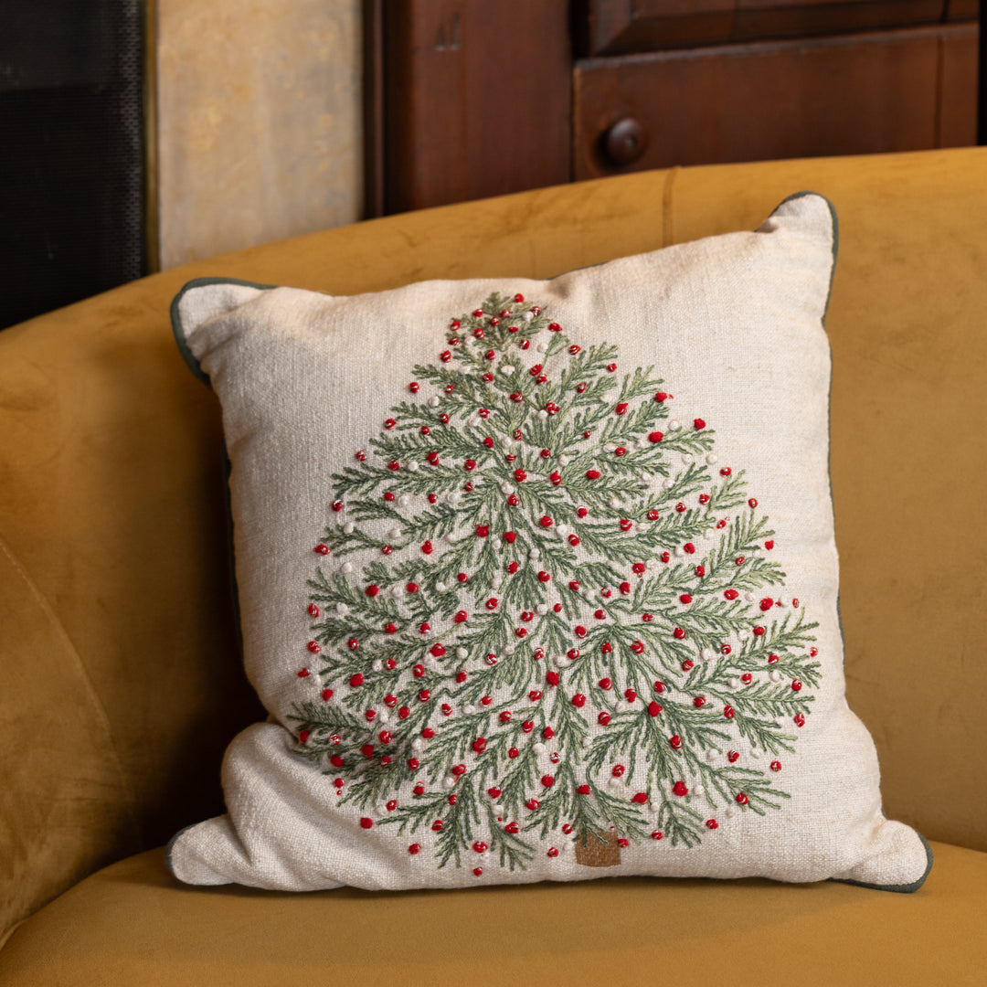 20" Embroidered Christmas Tree Pillow