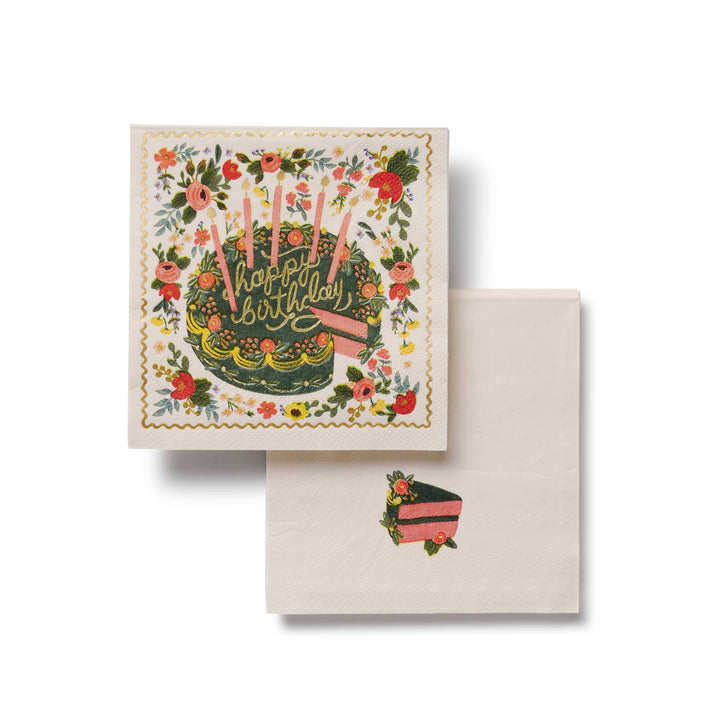 Floral Cake Cocktail Napkins