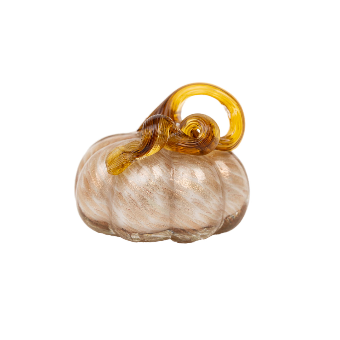 3.25" Gold Swirl Glass Pumpkin