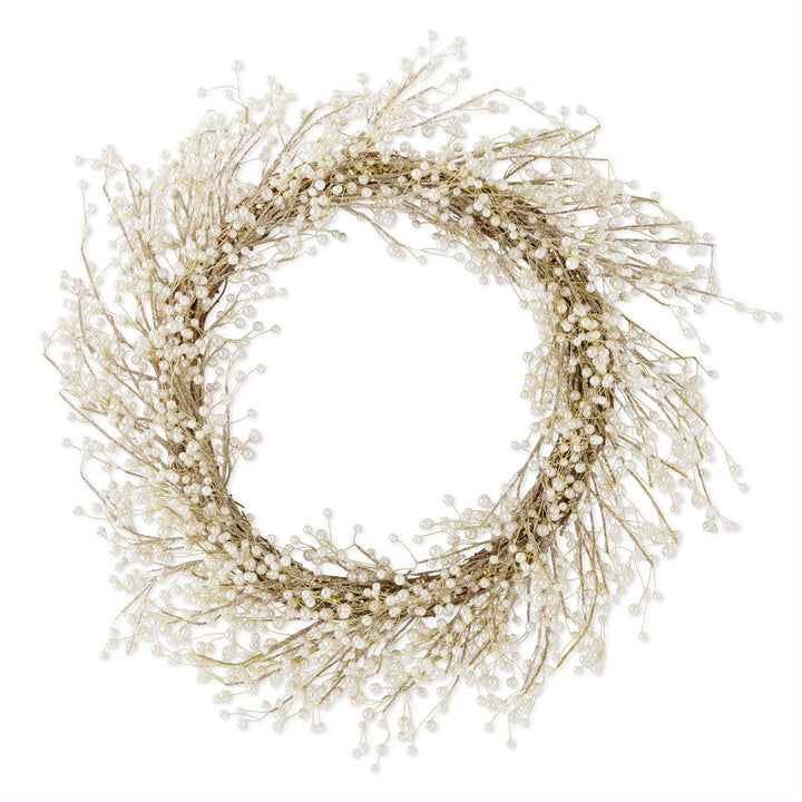 30" Gold Glittered Pearl Wreath