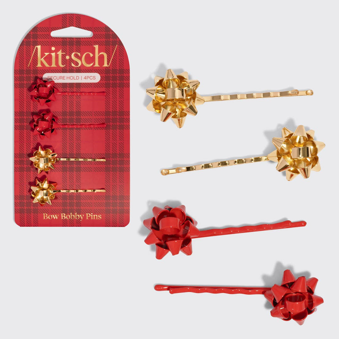 Metal Gift Bow Bobby Pins Set