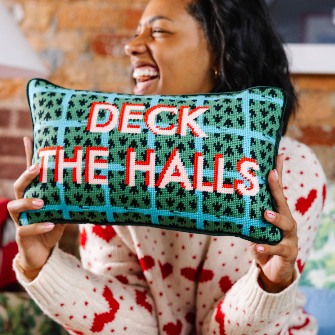 Deck the Halls Needlepoint Pillow
