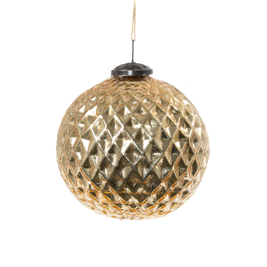 3" Lattice Gold Mercury Glass Ornament