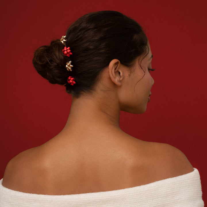 Metal Gift Bow Bobby Pins Set