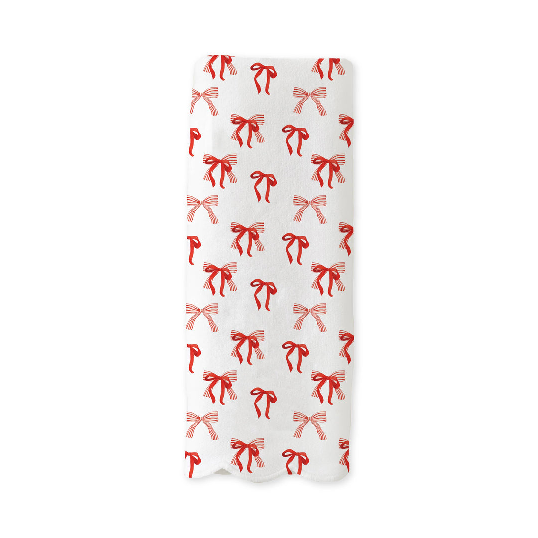 Red Bows Scallop Guest Towel