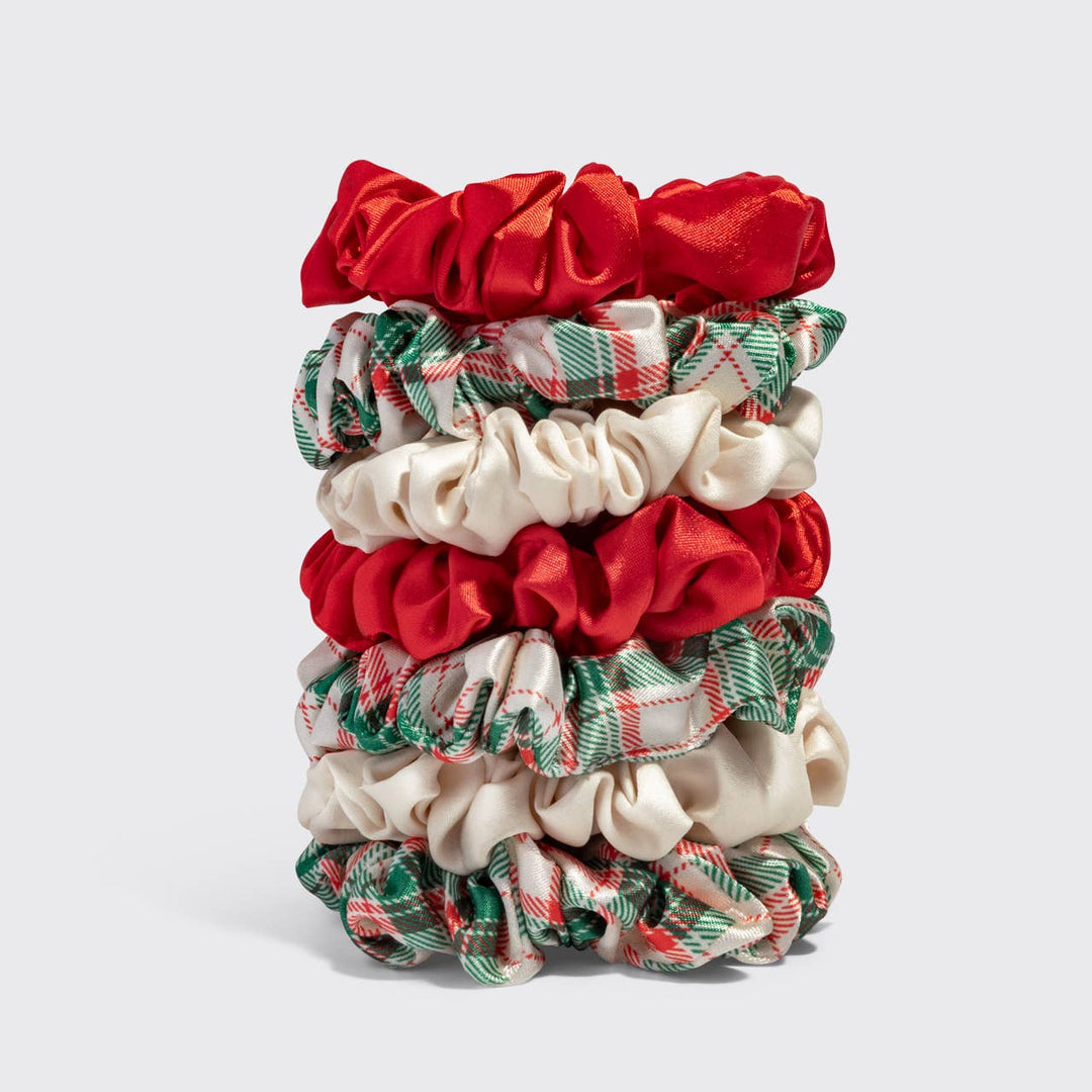 Holiday Ruched Satin Scrunchies Set