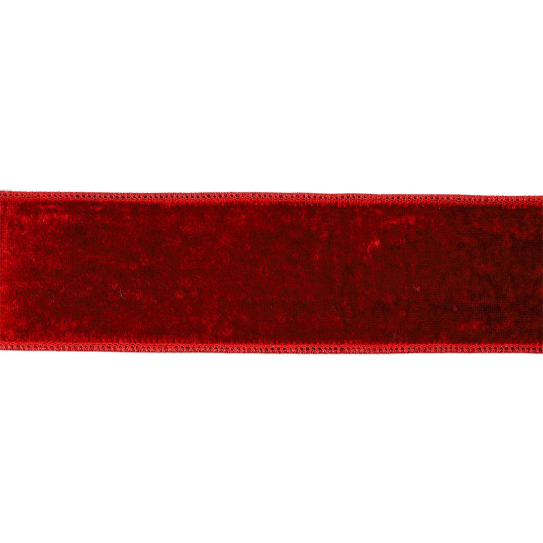 2.5" Wired Velvet Red Metallic Ribbon 5 Yd