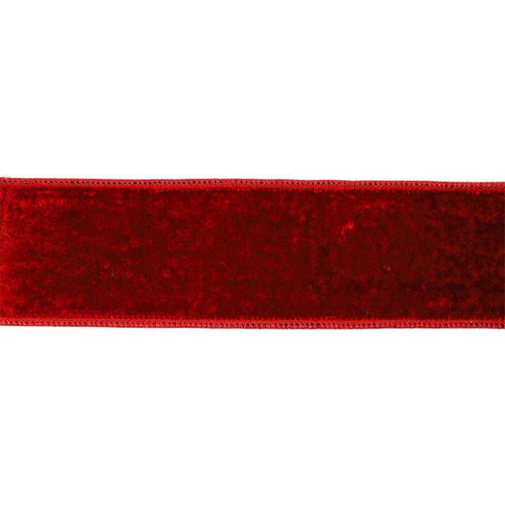 2.5" Wired Velvet Red Metallic Ribbon 5 Yd