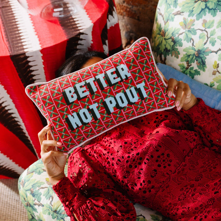 Better Not Pout Needlepoint Pillow