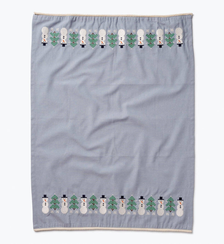 Snowman Embroidered Tea Towel
