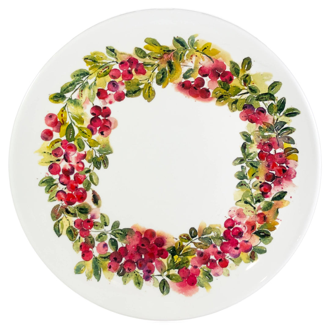 Cranberry Wreath Ceramic Platter