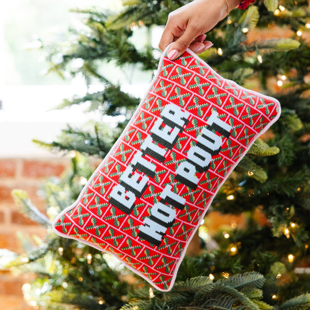 Better Not Pout Needlepoint Pillow