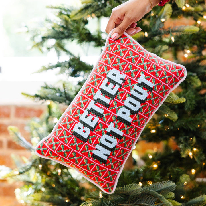 Better Not Pout Needlepoint Pillow
