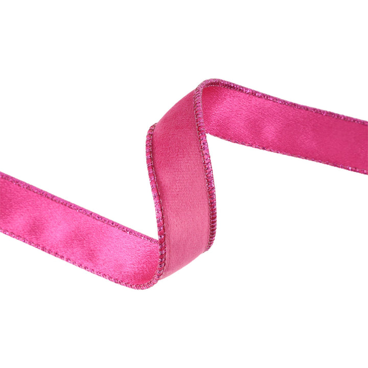 1" Reversible Velvet Wired Hot Pink Ribbon 10yd