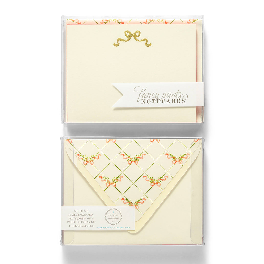 Bow Engraved Flat Notecard Set