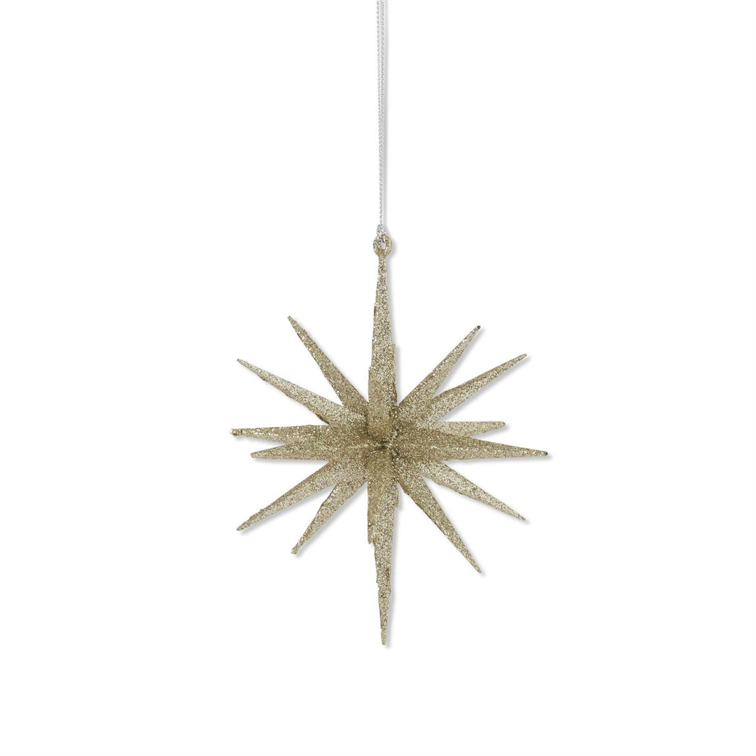 6" Champagne Glitter 18 Point Star Ornament