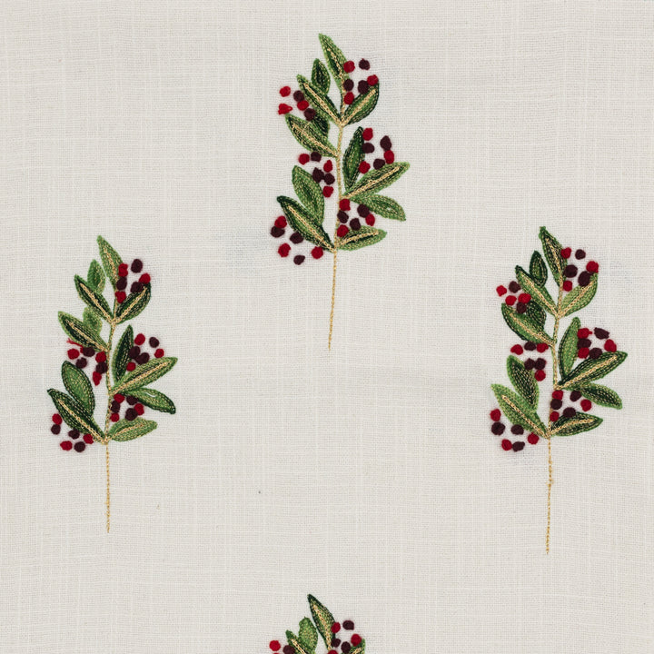 72" Embroidered Holly Leaves Table Runner