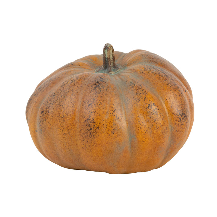 7" Orange &amp; Brown Resin Lumpy Pumpkin