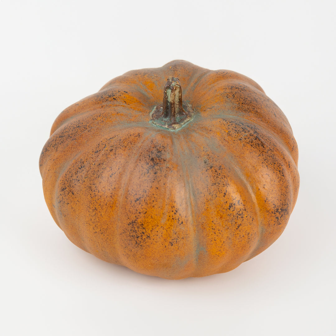 7" Orange &amp; Brown Resin Lumpy Pumpkin