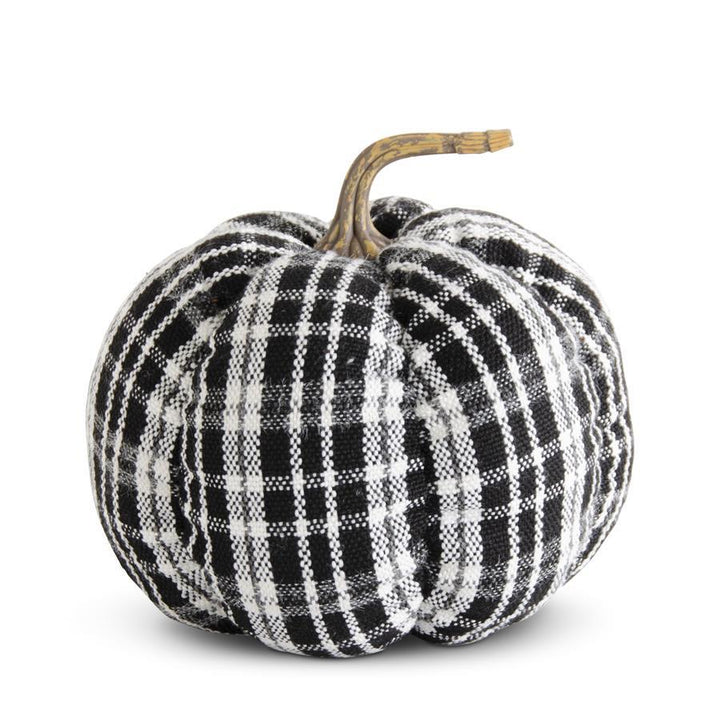 8" Black & White Plaid Pumpkin