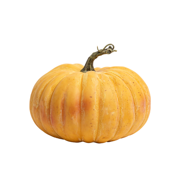 8" Whitewashed Yellow Pumpkin
