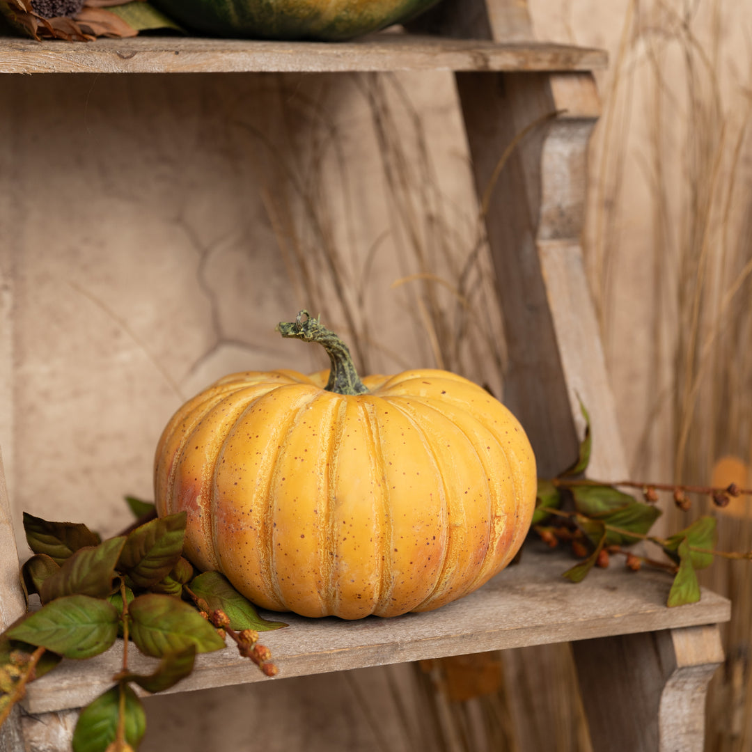 8" Whitewashed Yellow Pumpkin