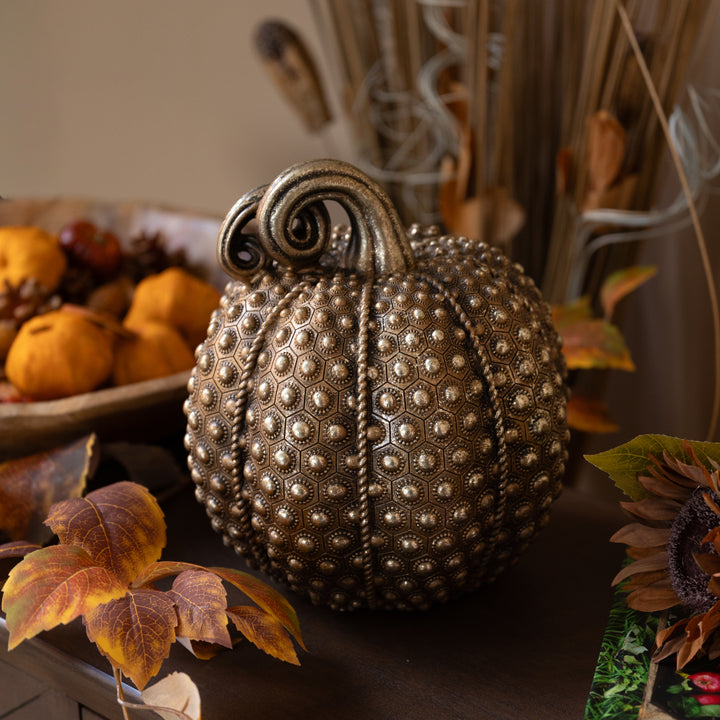 9.75" Resin Hobnail Pumpkin